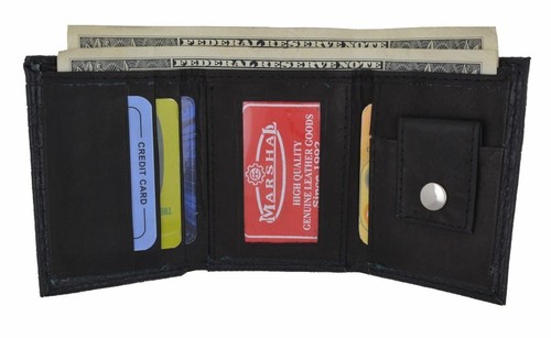 Kids Small Genuine Leather Trifold Photo Money Snake Patter Wallet Gift NEW - Picture 2 of 13