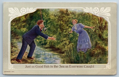 Postcard Just As Good Fish In The Sea As Ever Were Caught 1900s Divided Back K1A