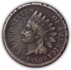 1859 Indian Head Cent Very Fine VF Coin, Corrosion #23108