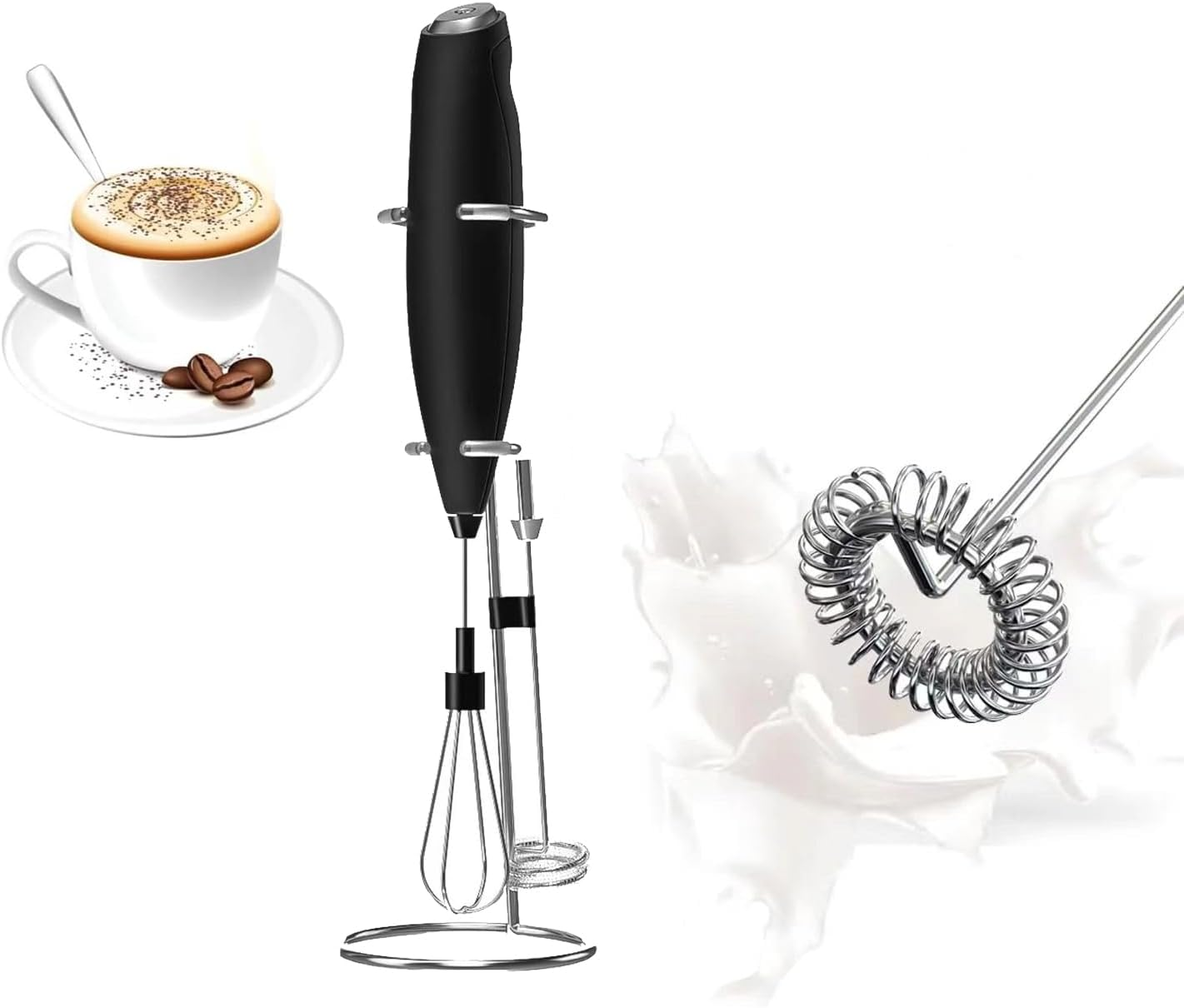 Milk Frother Handheld Battery supply strike Maker for Lattes, Electric Drink Mix-image