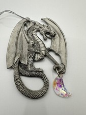 Pewter Flying Dragon Hanging Suncatcher w/ Cr...