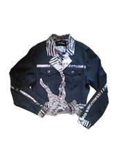 Lili Nucci Vintage Denim Lace Cotton Jacket Size 44 Italian Vgc