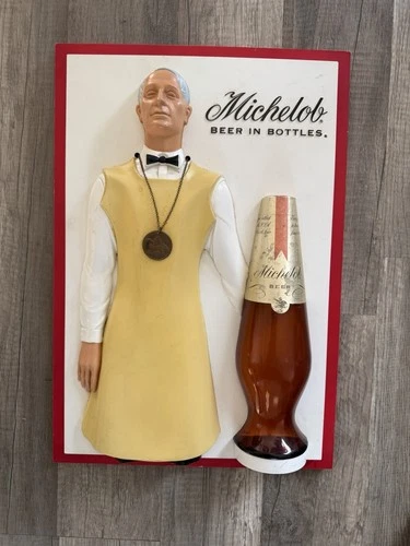 Vintage Anheuser Busch Michelob Beer In Bottles 3D Man Beer Bar Display Sign