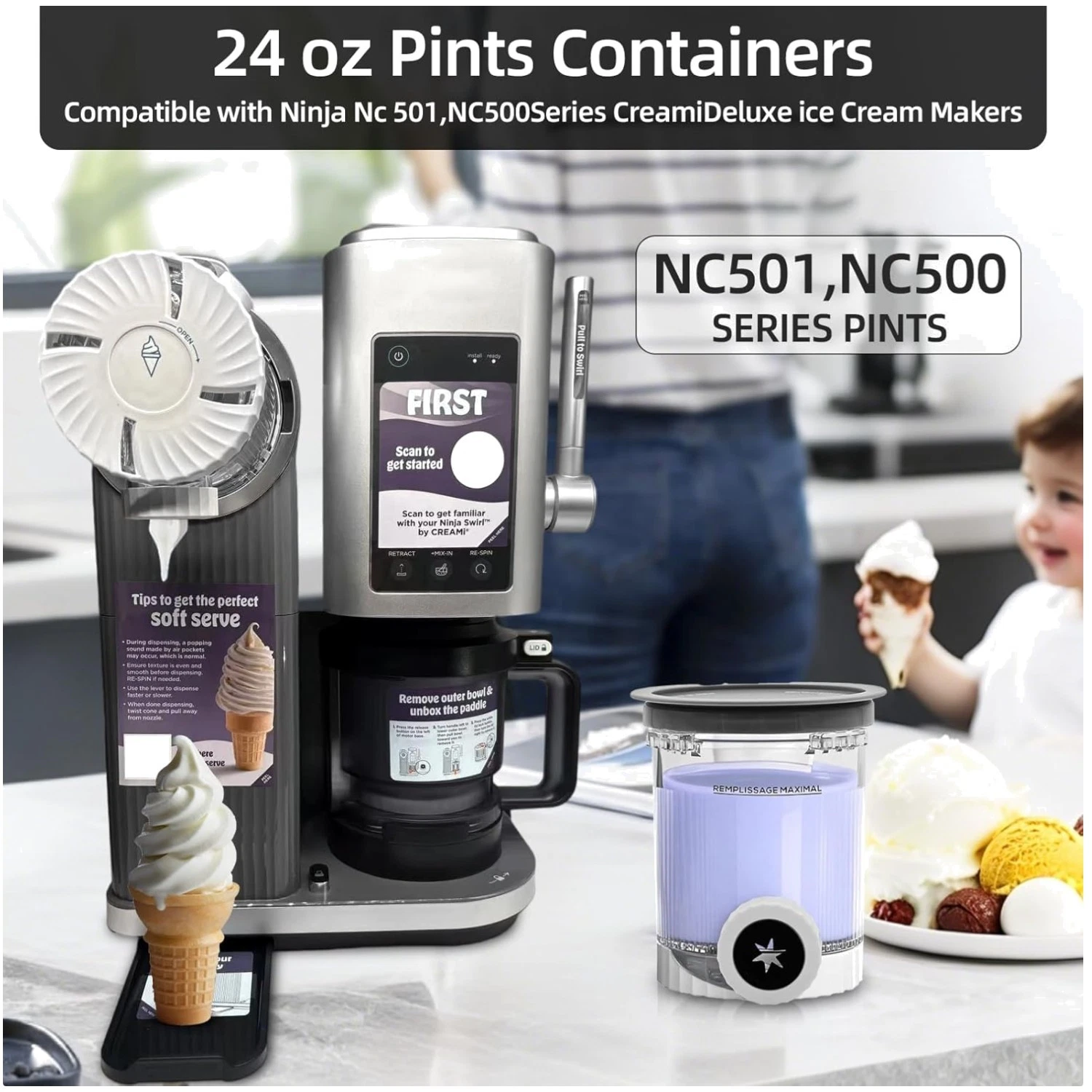 High-Quality NC700 Creami Swirl Pints - 4 Pack