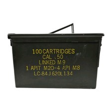 US Military Metal Ammo Can Box 100 Cartridges CAL .50 Linked M9 1 APIT M20-4 VTG