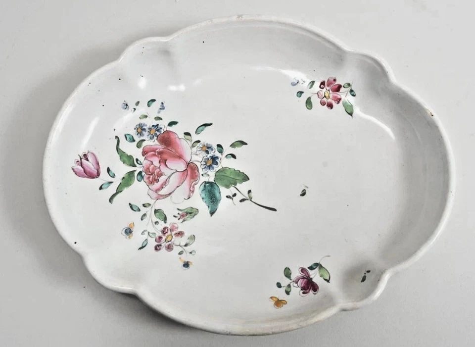 Fayence Schale 18. Jh. | süddeutsch Straßburg Art | Blumen | 22,5cm - Bild 3 von 4