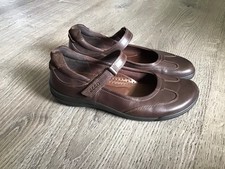 Ecco Mary Jane Womens 7 7.5 38 Brown Leather ...