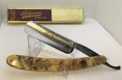 Rare 7/8'' Halfmann Special Silver Steel Straight Razor ''Big Heavy Meat Chopper''
