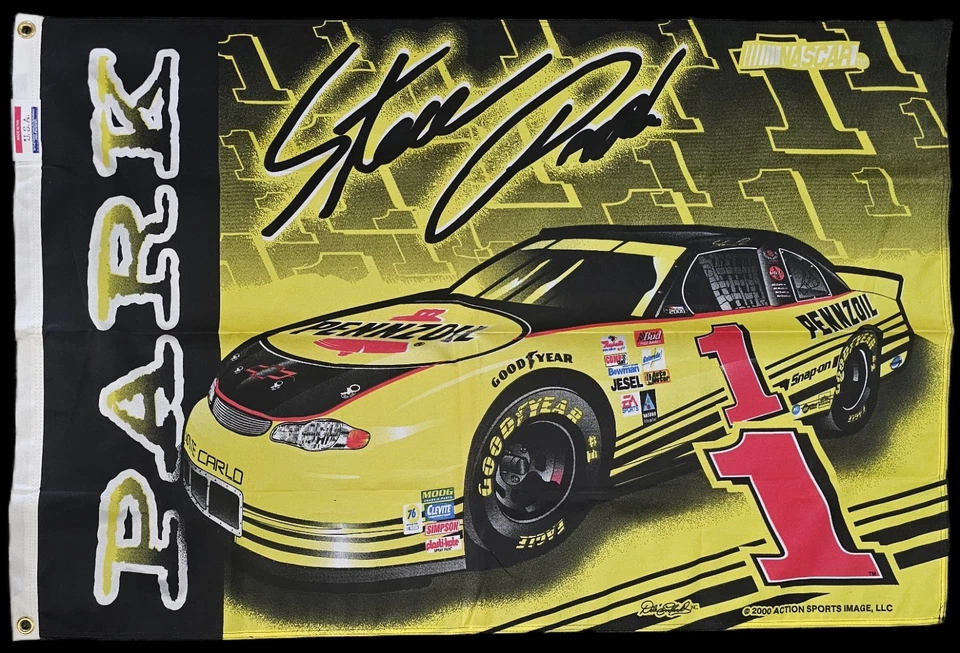 Винтажный 2000 NASCAR #1 Steve Park флаг баннер Дейл Эрнхардт Action Sports 28 x 42 - Изображение 3 из 4