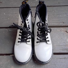 Dr. Martens 1460 Girls Patent Leather Lace-Up Combat Boots White Size 1