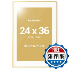 Fun Memories 24X36 Picture Frame 24X36 Gold Aluminum Poster Frame Mat 20X30
