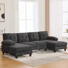 U-shaped Sectional Sofa 103.5" Chenille Fabric Couch with Dual Chaise Lounges,
