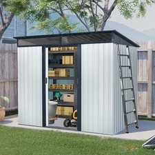 8'x6' Outdoor Storage Shed Metal Garden Shed with Lockable Doors for Backyard