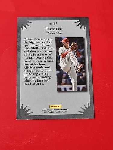 Cliff Lee 2025 Panini Donruss Elite Series Blue Xplosion 49/49 Phillies #17 - Picture 7 of 8