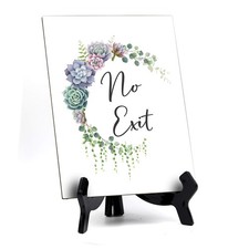 Letrero de mesa sin salida con caballete, diseño floral de media luna (6 x 8")