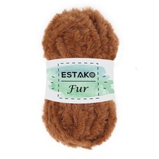 Faux Fur Yarn 100 Polyester Chunky Fluffy 3.52 oz 71 yds 47115 Coffee Knit