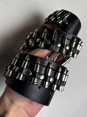 Vintage Bullet Belt Leather Studded Ammo Style Punk Grunge Gothic
