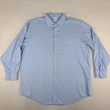 Brooks Brothers Shirt Mens 17.5 34 Blue Madison Fit Non Iron Stretch Button Up