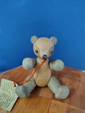 Orig. 1950's Wood Toy Schooline Zoo Line Moveable MCM BEAR SEE PHOTOS RARE