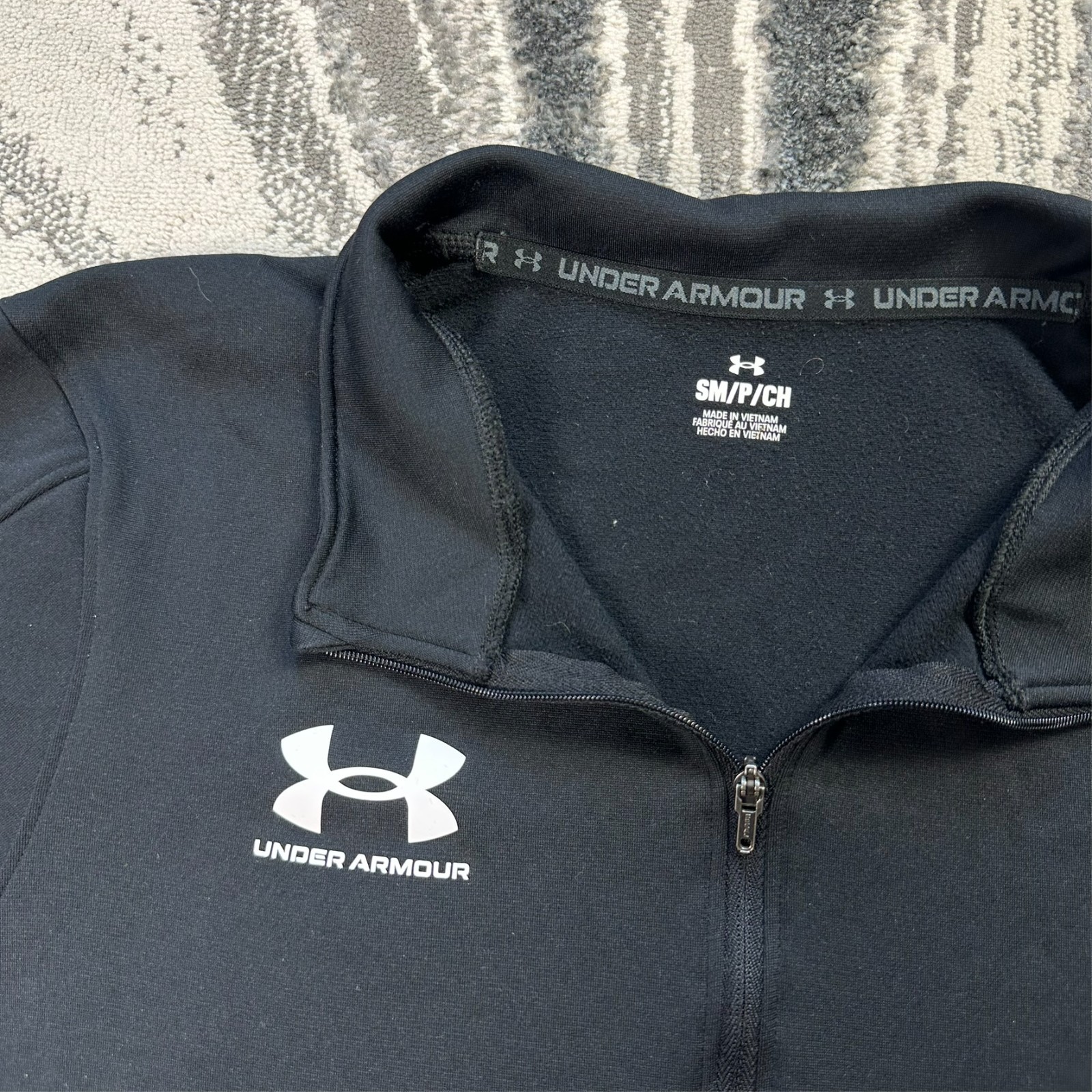 Vintage Under Armour Black ColdGear Logo Size Small Quarter Zip Top Sweatshirt image 2