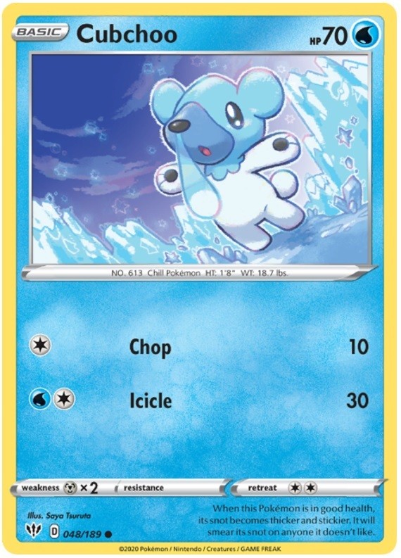 Cubchoo - 048/189 - Common (Lp) Darkness Ablaze - Water Pokémon