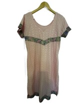 EUC Vintage Pink Embroidered Floral Kurti Tunic Kurta pajama top, size S/M