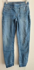 Justice Kids Girls Super Stretchy Cotton Frayed Hem Pull On Jeggings Lt Blue 8