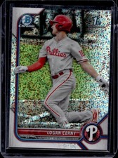 2022 Bowman Logan Cerny Chrome Prospects Speckle Refractor #/299 Phillies