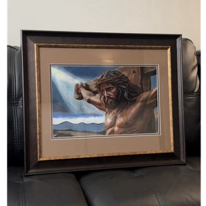 Beautiful 1 of 1 hand-painted portrait of the crucifixion of Jesus Christ.