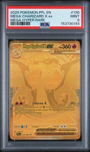 2025 POKEMON PFL EN-PHANTASMAL FLAMES MEGA HYPER RARE MEGA CHARIZARD X EX PSA 9