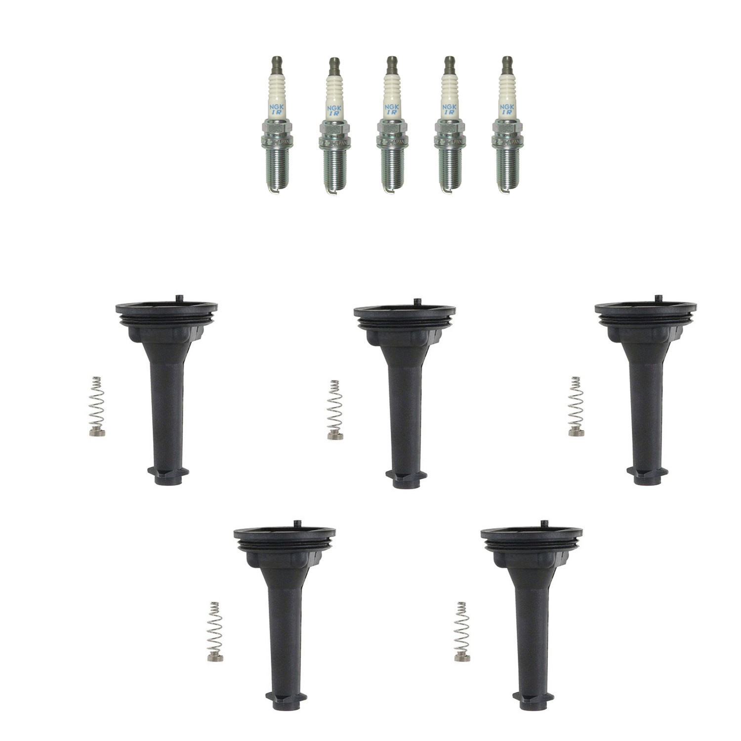 NGK 5 Laser Iridium Spark Plugs  Denso Coil Boots Kit for C30 C70 S40 S60 V50