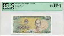 Vietnam 1988 1000 Dong Bank Note Gem New 66 PPQ PCGS Sample