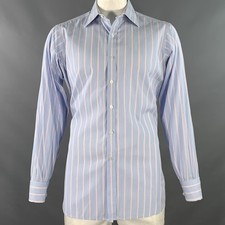 TURNBULL ASSER Size L Blue Pink Stripe Cotton French Cuff Long Sleeve Shirt