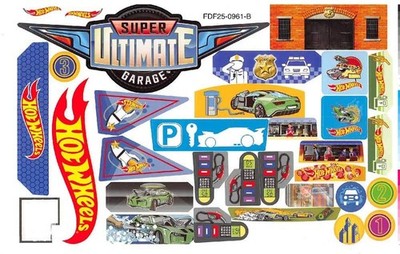 Mattel HOT WHEELS SUPER ULTIMATE GARAGE Replacement Labels Sticker Sheet FDF25