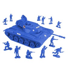 Tim Mee Processed Plastic Blue M41 Walker Bulldog Tank SWAT Timmee Army Men Set
