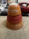 Vintage Pyrex Autumn Harvest Wheat Nesting Mixing Bowl Set of 3 401, 402, 403