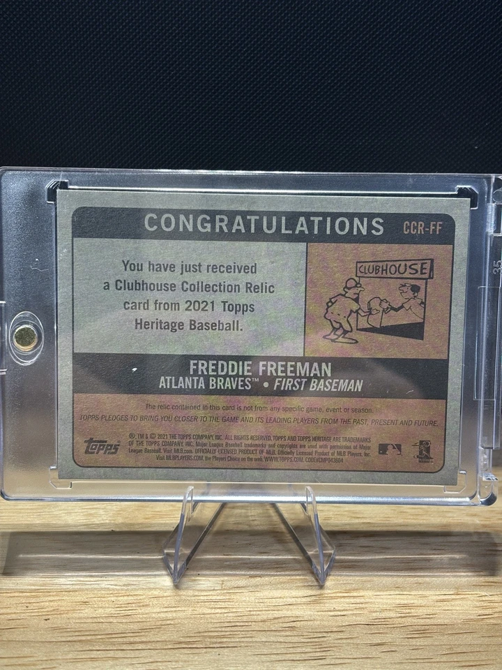 Freddie Freeman 2021 Topps Heritage Clubhouse Collection #CCR-FF LA Dodgers - Image 2 of 2