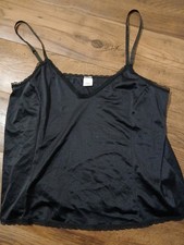 Vintage Women's Cabernet Black Satin Like Camisole Size Large