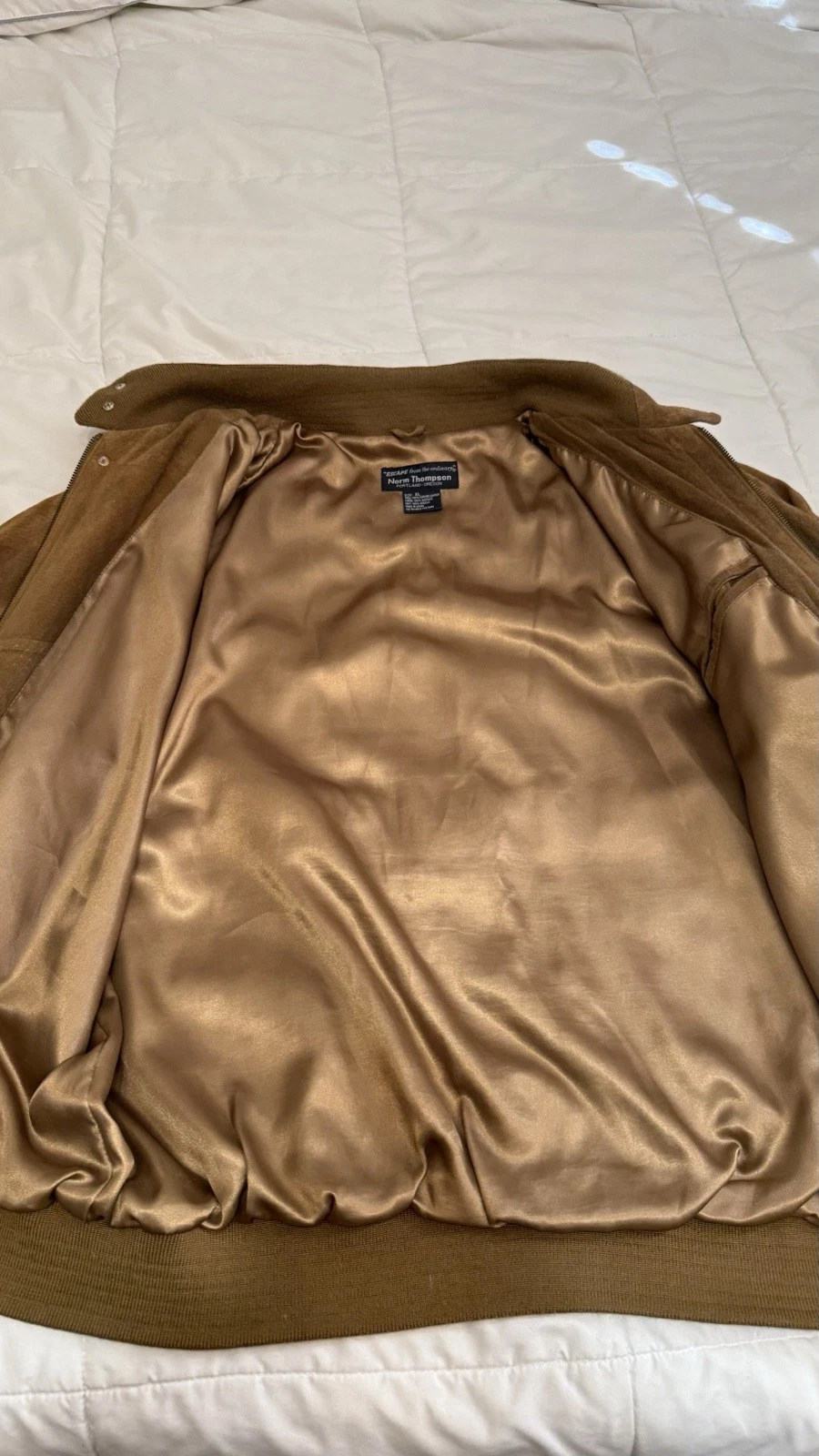 Norm Thompson Vintage Brown Suede Harrington Bomber Jacket XL image 8