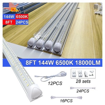 24 Pack Linkable 8 Foot Led Shop Lights 144W 18000Lms 6500K for Garage Workshop