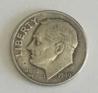 1949 P Roosevelt Dime 10c - Philadelphia 90% US Silver Coin