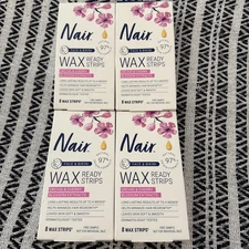 4X Nair Hair Remover Wax Ready-Strips for Face & Bikini 8 CT CHERRY BLOSSOM