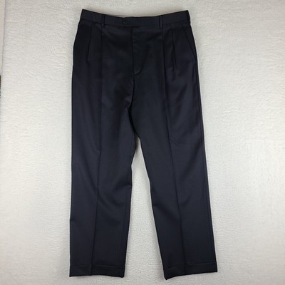 Zanella Pants Mens 36x31 Black Straight Wool Bennett Trousers