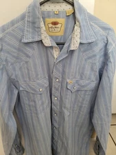 Larry Mohan Shirt Mens Extra Large Button Up Cowboy Western Pearl Snap Flip Cuff