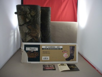 REDHEAD Men's 16'' Canvas-400 Waterproof Hunting Boots, 3M Thinsulate, Size 12