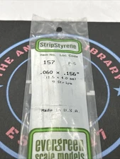Evergreen Scale. Polystyrene Strips. 14" 157 .069 X .156 (9)