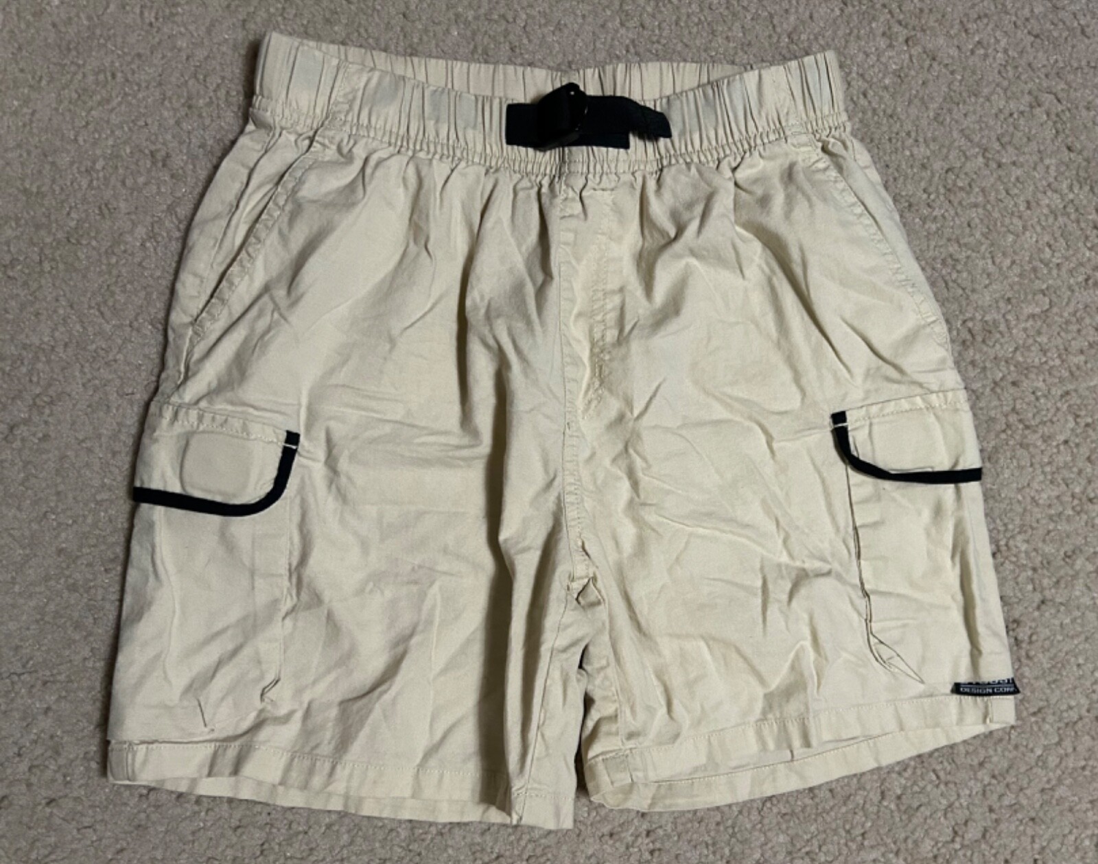 STUSSY Shorts Womens Size XS Cream Elastic Waist Cargo Pocke