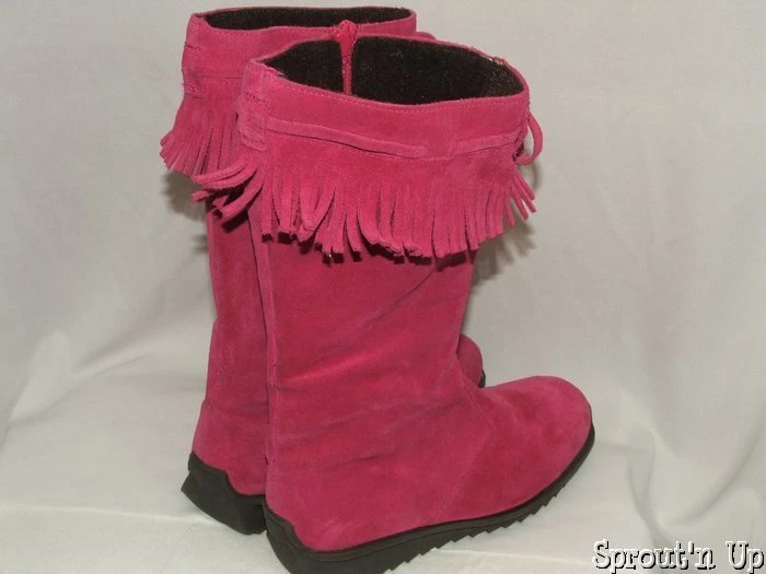 MINI BOTAS BODEN rosa fuschia tamanho 37 4 5 usadas uma vez rosa quente franja outono BTS - Imagem 4 de 4