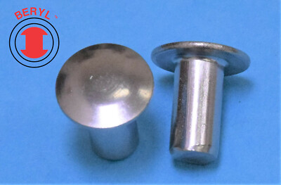 OHSR180516, Stainless Steel Oval Head Solid Rivets - 1/8''X5/16'' - 100pcs