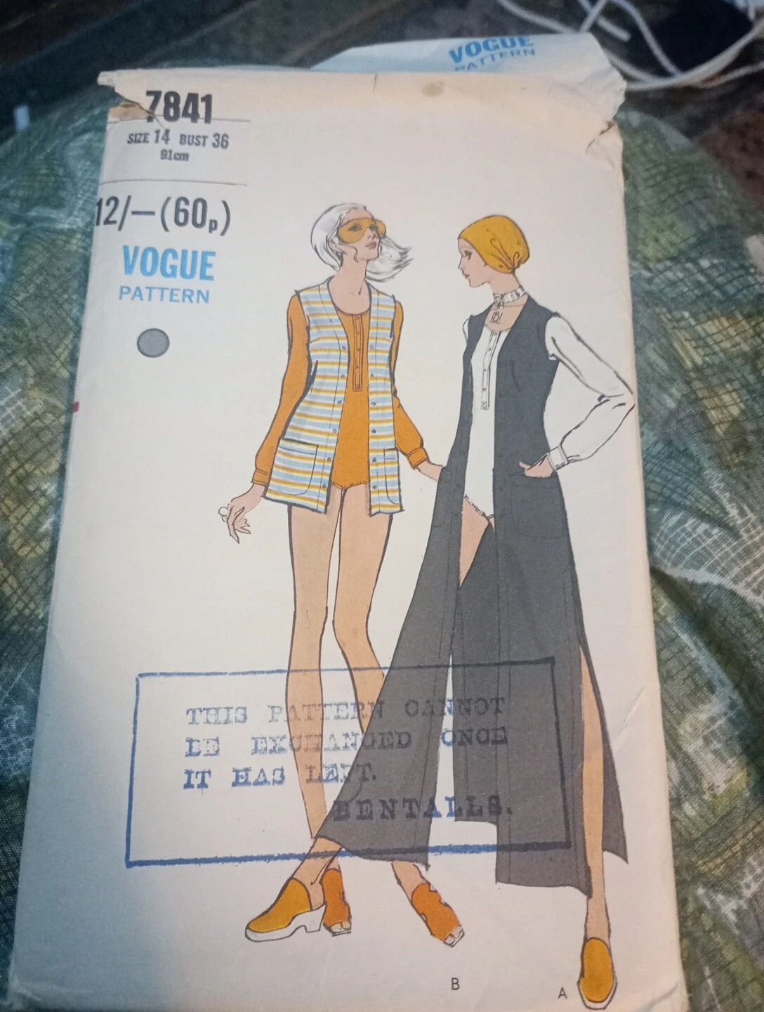 Vintage Vogue 7841 Sewing Pattern 1960s Vest Pantsuit Leisure Lounge Wear